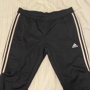 Adidas Men's Black Joggers with White Stripes